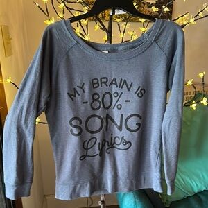 Gray Relaxed Fit Sweatshirt with Text Graphics